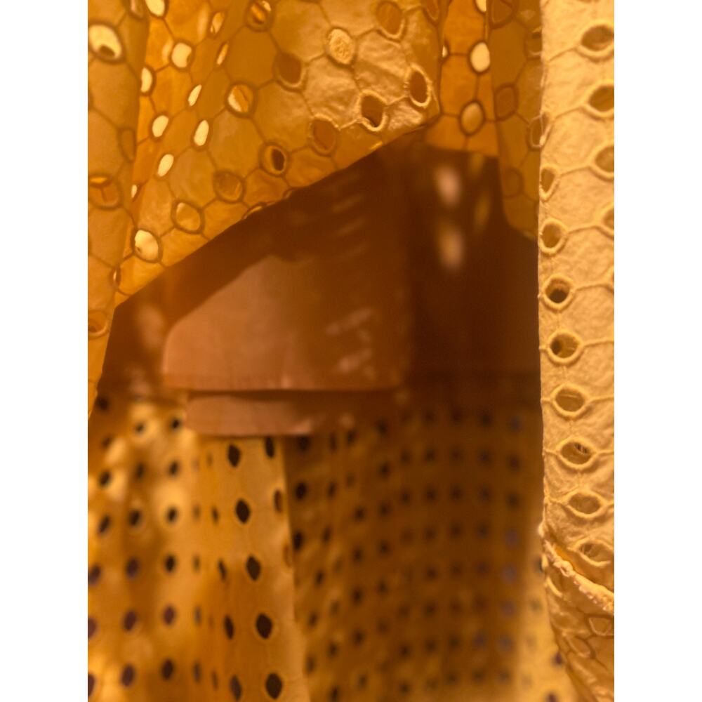 H&M Mustard Yellow Eyelet Broderie A-Line Midi Skirt Size 8 - Picture 6 of 7